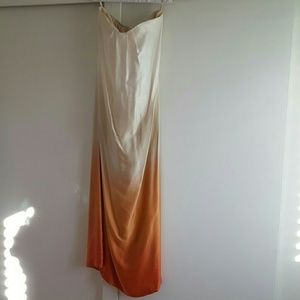 Strapless silk ombre dress