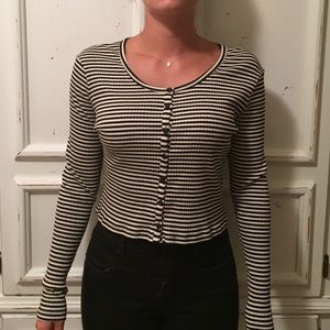 H&M striped button-down crop top