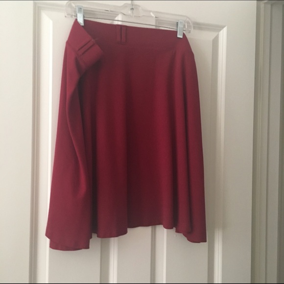 Red a line skirt