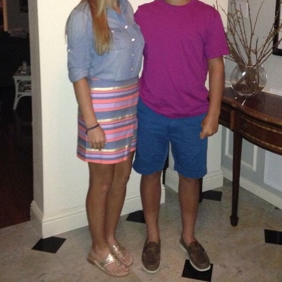 J. Crew Shiny Striped Mini Skirt