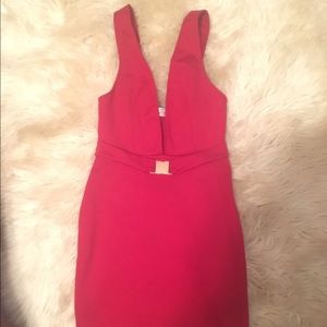 Deep plunge red dress