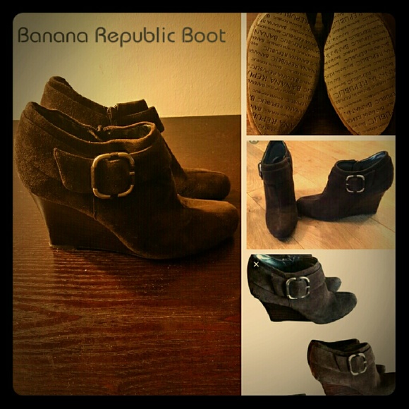 Banana Republic 'Camry' brown suede wedge booties - Picture 1 of 1