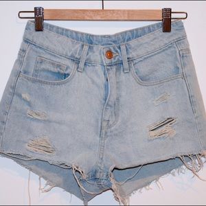 High Waisted Light Wash Denim Shorts