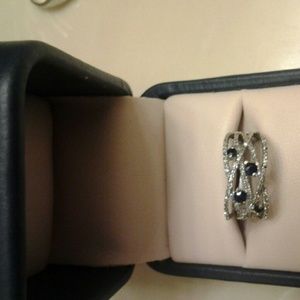 14 k white gold, blue and white diamond ring