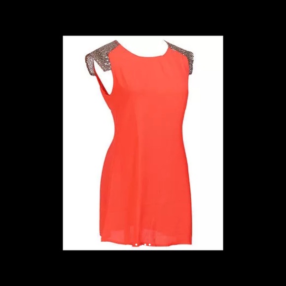 🔴 Sexy sequin 🔴Sleeves Orange Mini Dress - Picture 4 of 4