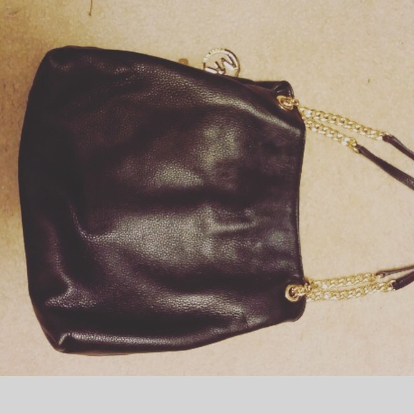 MK cross body boho style black leather bag - Picture 1 of 3