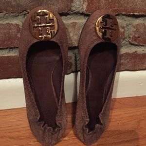 Tory Burch Reva Flats in brown snake