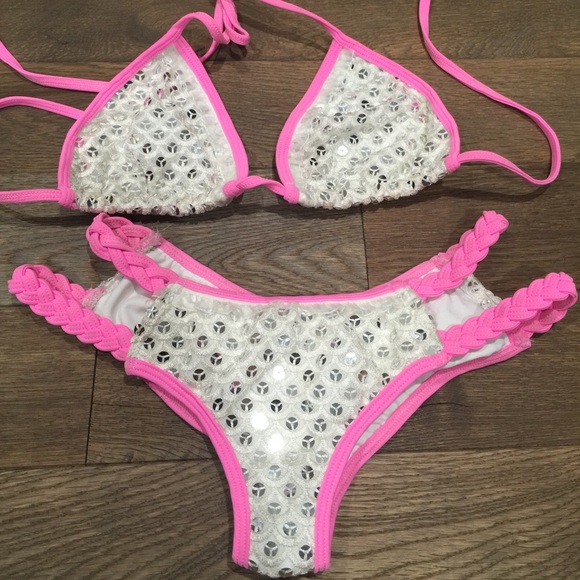 Custom Made White Sequin Bikini