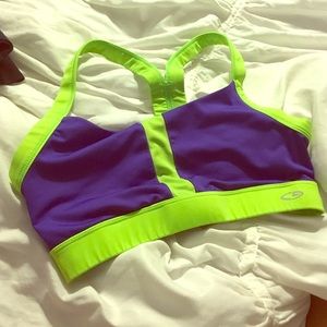 Champion purple And lime green sports bra