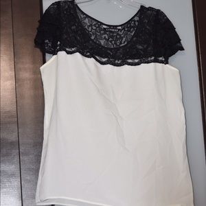 Express Black & White lace and silky blouse