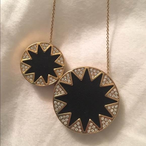 House of Harlow 1960 Jewelry - House of Harlow necklace black sunburst with pave