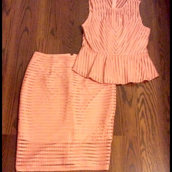 New York & Co Striped-Mesh Top and Skirt Set