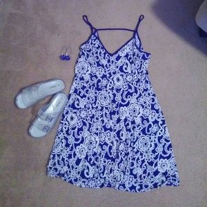Blue and white floral dress