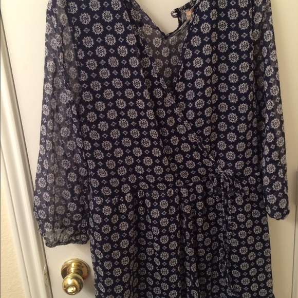 Navy blue with white print romper