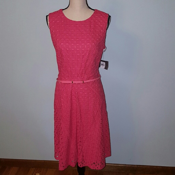 SOLD Ellen Tracy Cotton Eyelet Fit & Flare Dress - Picture 2 of 4