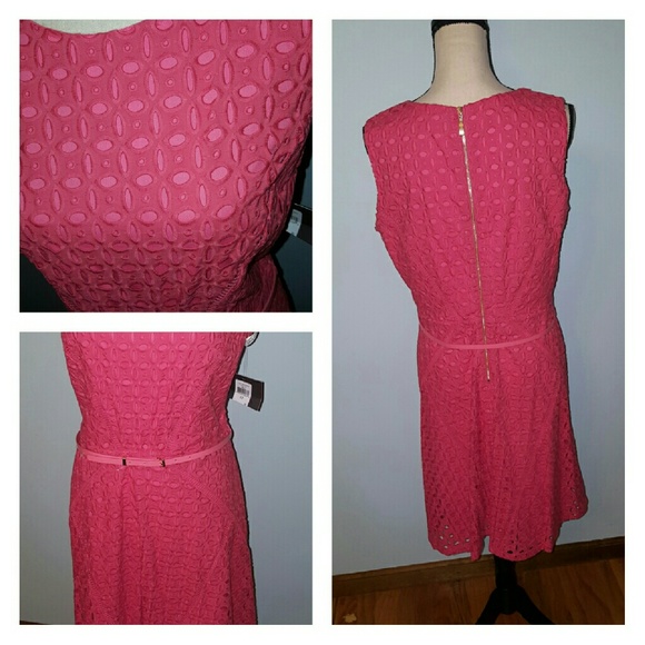 SOLD Ellen Tracy Cotton Eyelet Fit & Flare Dress - Picture 3 of 4