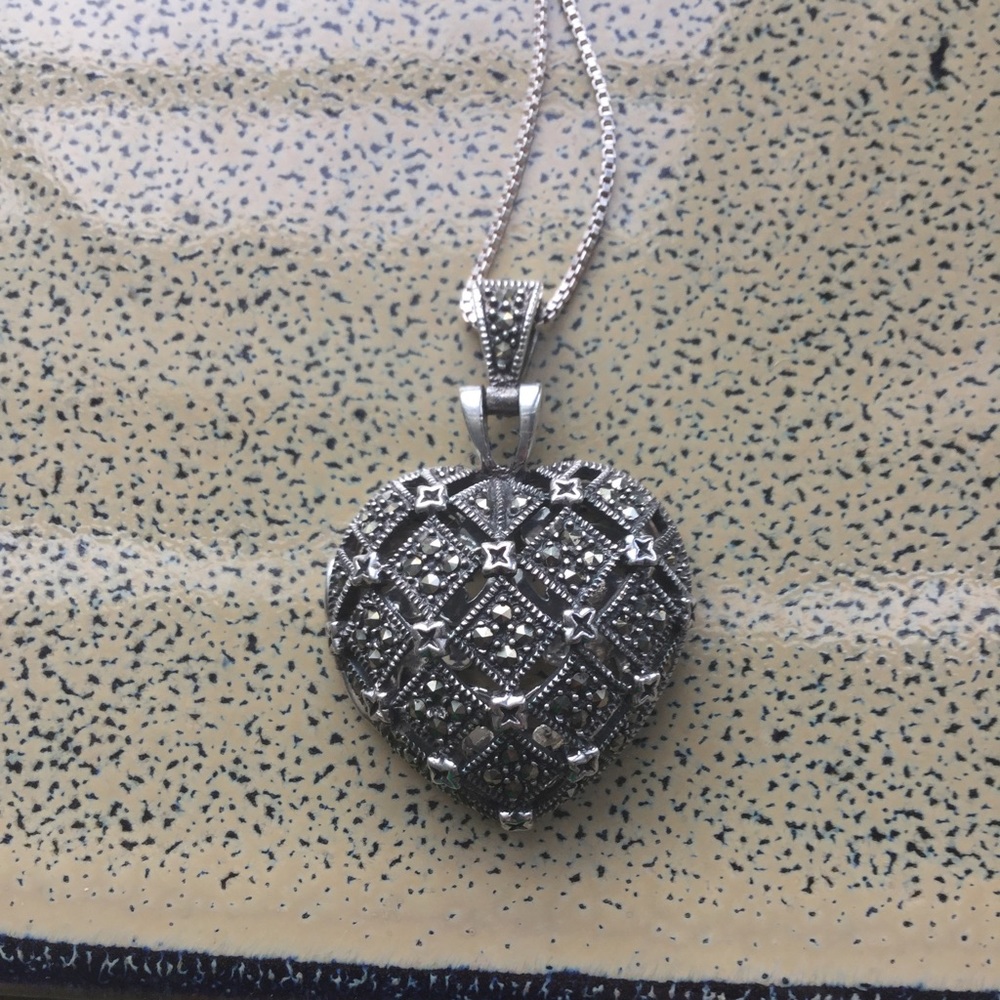 Nordstrom 925 Silver Puff Heart Locket Necklace