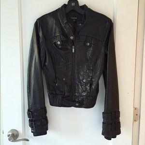 Bebe Faux Leather Bomber Jacket