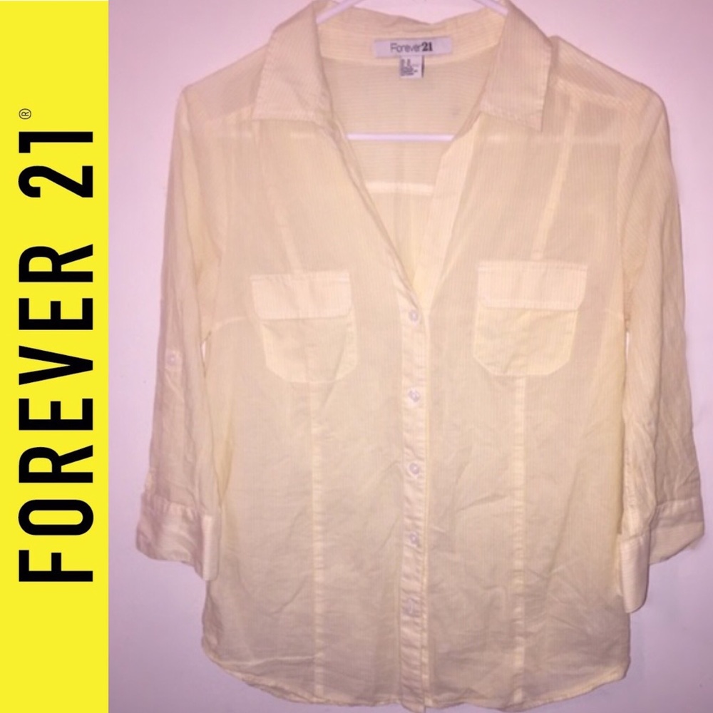 Yellow and white button down