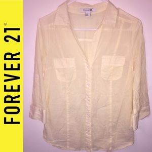 Yellow and white button down