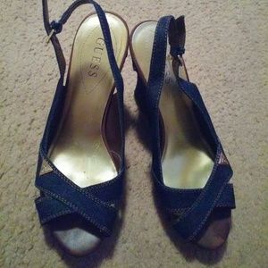 Like new Guess denim wedges