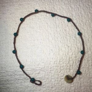 Brown and green crocheted choker