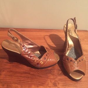 Kenzie Leather Embroidered Sling Backs