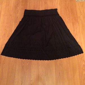 Black Merona Embroidered Midi Skirt