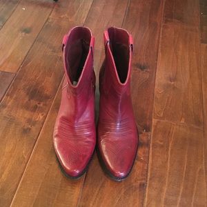 Red cowboy style ankle boots