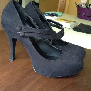 Platforms Black Suede Heels