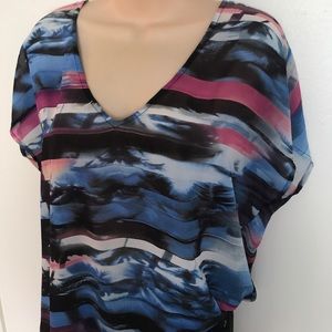 Guess Tropical Women'S V-neck Blouse Sz Medium