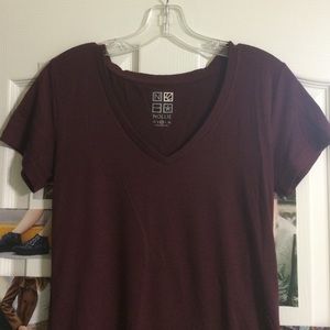 Burgundy V-neck