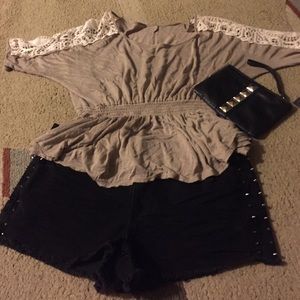 F21 Studded Hight cut Black Denim Shorts | sz 30