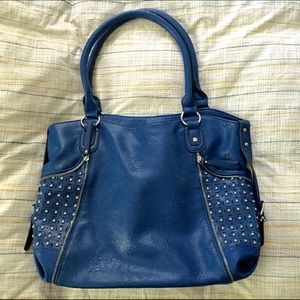 Blue Studded Faux Leather Bag!!!