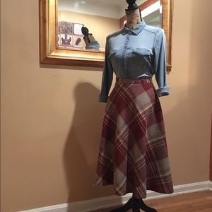 Plaid a-line skirt.