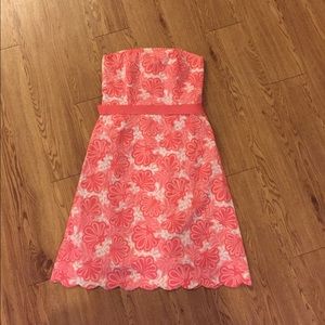 Lilly Pulitzer Pink Strapless Scalloped Dress