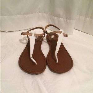 SO white and nude sandals