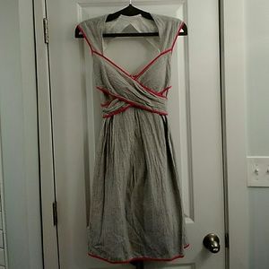 Gray & white seersucker knee length summer dress