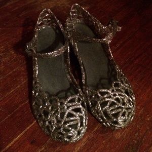 Silver sparkly jelly shoes