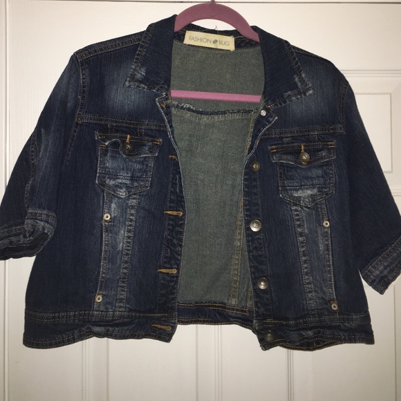 Crop, 3/4 sleeve Jean Jacket