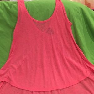 High-low, pink tank top. Size: Medium