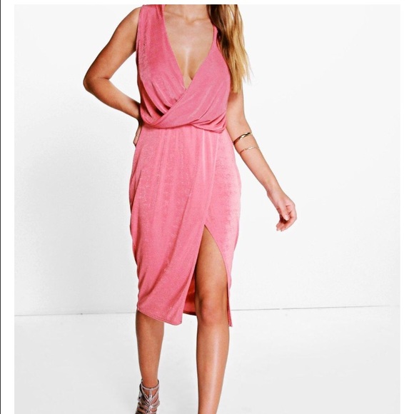 Coral plunge dress