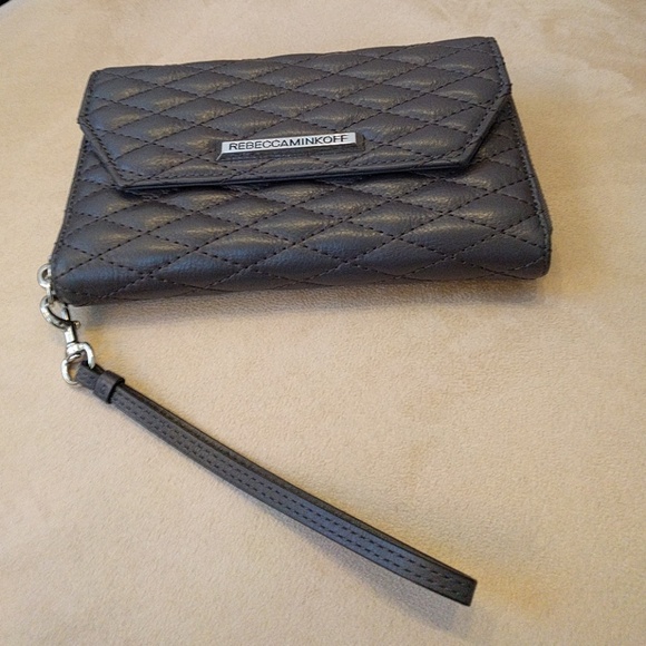 Rebecca Minkoff Monroe Tech Quilted Grey Wristlet.