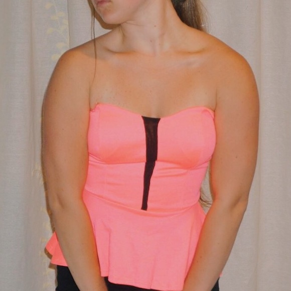 Tight strapless peplum top