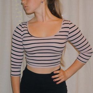 Half sleeve, striped crop top