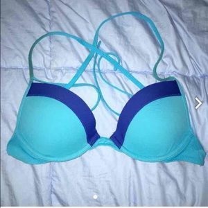 Blue hollister push up bikini top