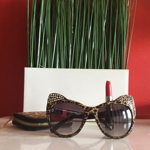 Betsey Johnson Cat Eye Leopard Print Sunglasses