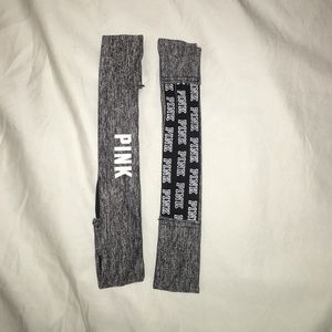 Two gray headbands from pink