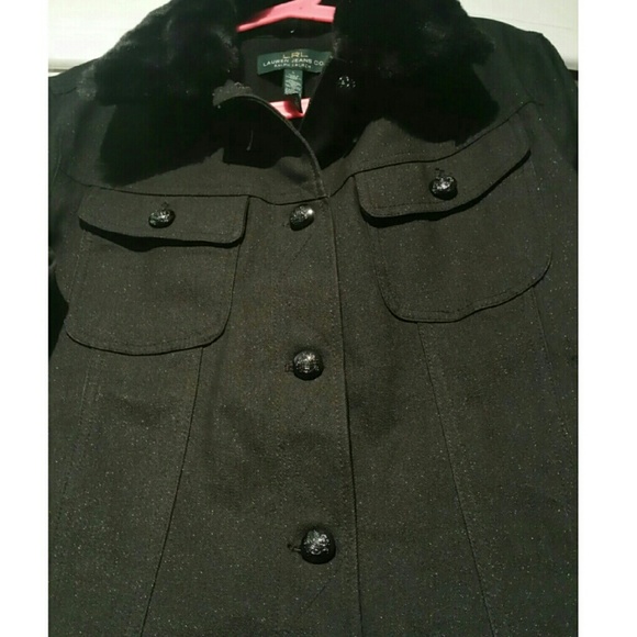 Ralph Lauren Shimmering Black Jacket with Fur - Picture 3 of 4