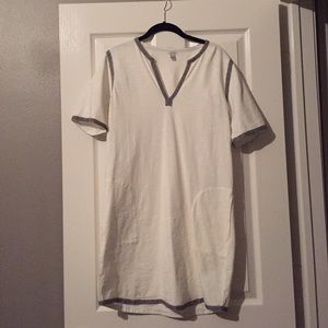 J. Crew white shift dress with grey trim